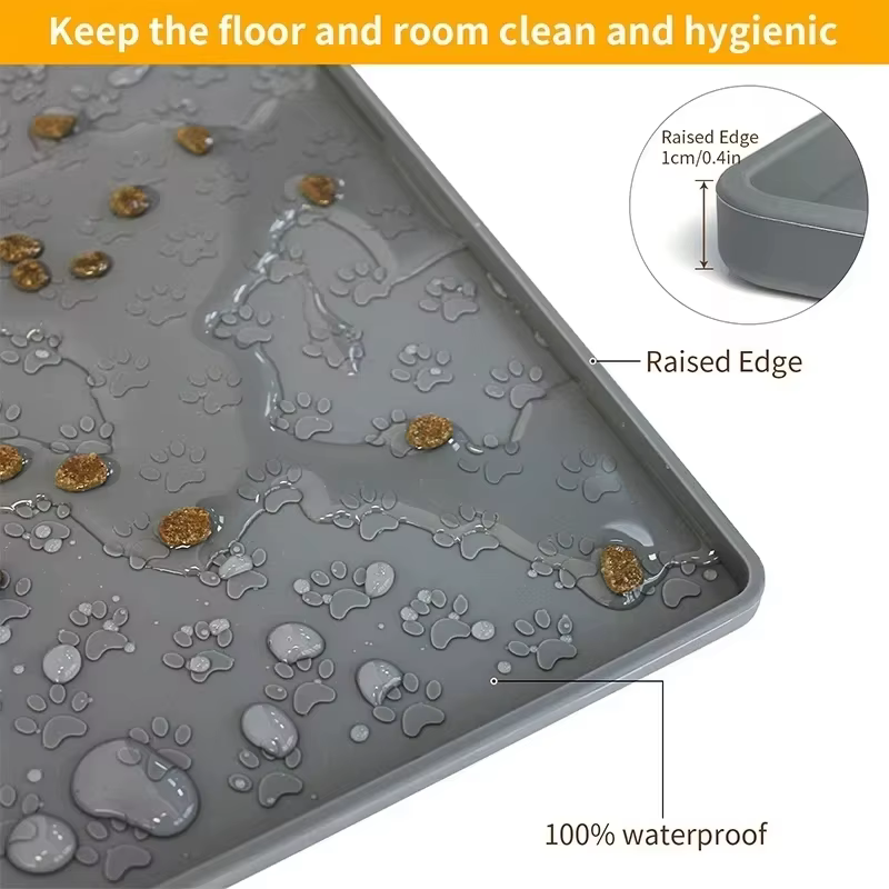 3 Bowls Elevated Cat Feeder 15° Tilted Bamboo Iron Stand Stainless Steel Pet Food Water Bowls Waterproof Anti-slip Silicone Feeding Mat for Kittens Puppies — image 5