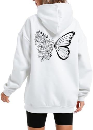 Women's Hooded Long Sleeve Fleece Sweatshirt with Kangaroo Pocket and Printed Design — image 8