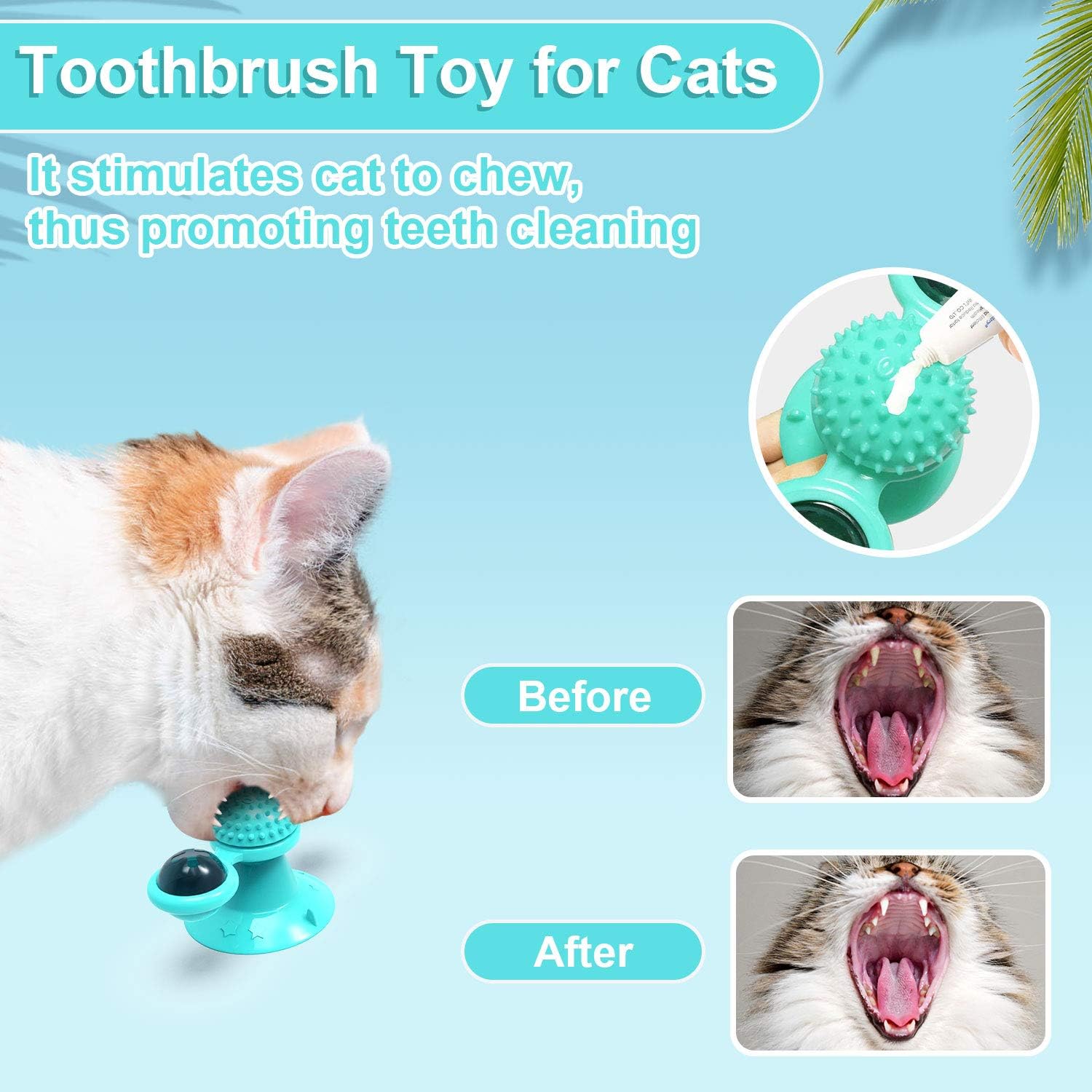 Animal Doll Stuffed Cat Pet Catnip Grass Toy Interactive Windmill Cat Toys With Catnip Cat Toys For Indoor Cats Funny Kitten Toys With LED Light Ball Suction Cup Cat Nip Toy For Cat Chew Exerc — image 13