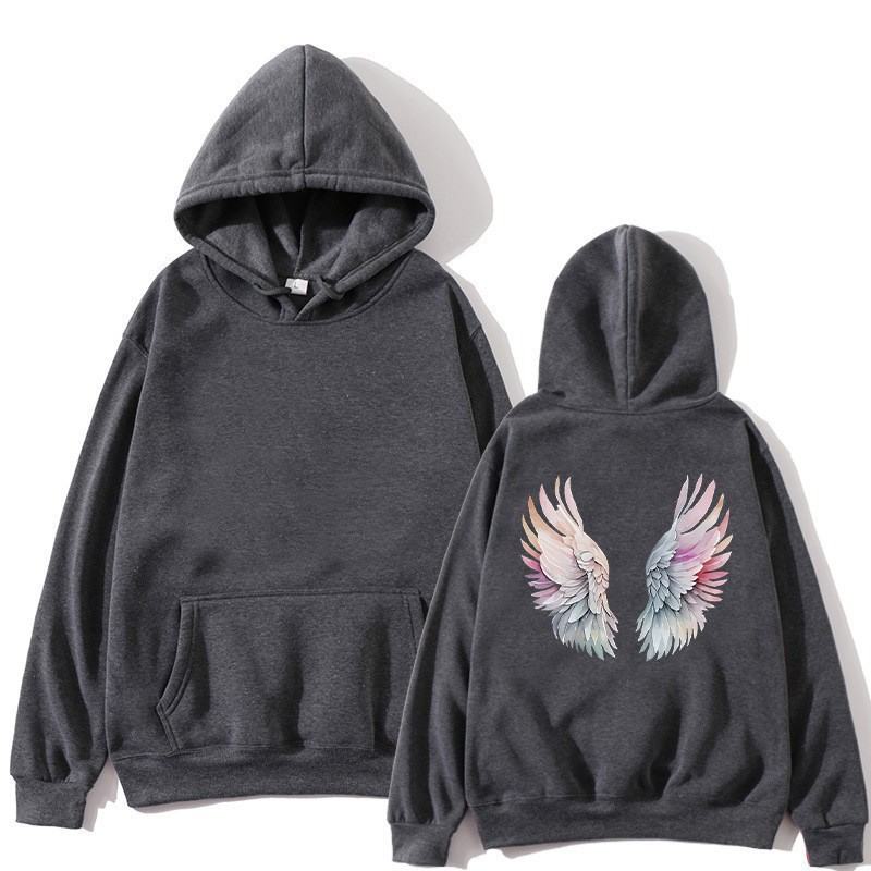 Women's Fleece-Lined Hoodie with Wings Print, Kangaroo Pocket, Drawstring, and Graphic Design — image 15