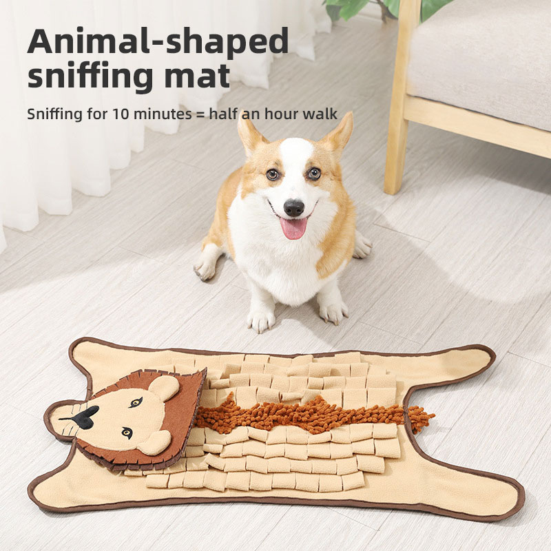 New Lion Crocodile Dog Sniff Pad Creative Choke Prevention Training Pet Slow Food Pad Game Blanket With Ring Paper — image 1