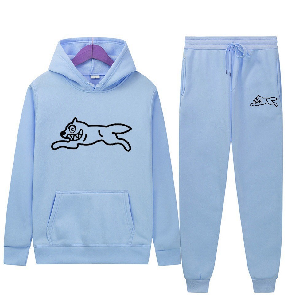 Dog Print Tracksuit Men's Set Fleece Two-Piece Loose Hooded Sweatshirt Pants Set — image 10