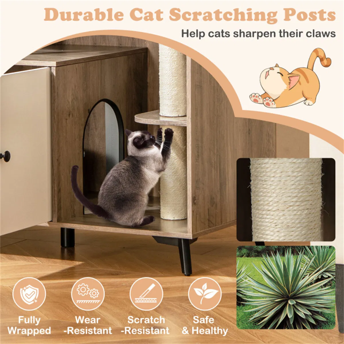Cat Litter box with Cat scratching post, Cat Apartment, Cat House, locker — image 4