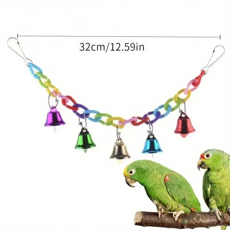 Parrot Toys Bird Suspension Bridge Bird Cage Swing Toy With Bell Pet Supplies Random Color — image 6