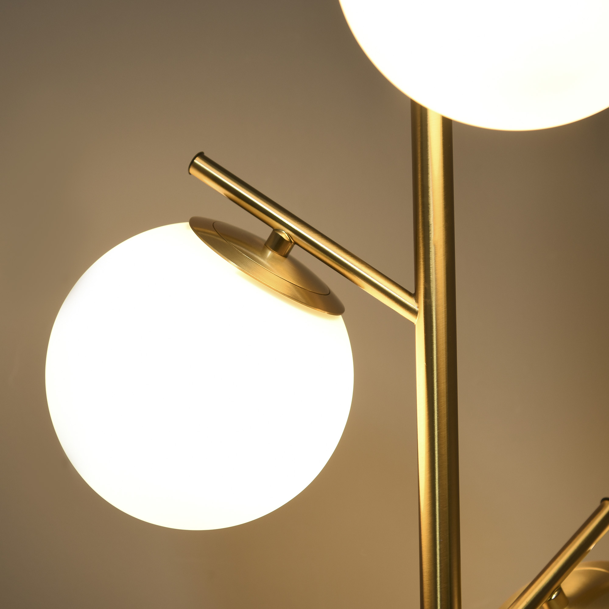 Modern 3-Light Floor Lamp for Living Room, Tree Standing Lamp with Globe Lampshades, 10.75"x10.75"x66.5", Gold — image 8
