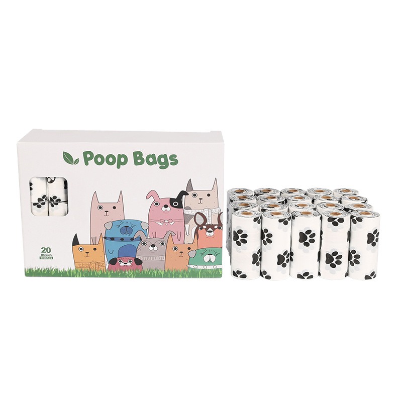White Footprint Dog Poop Collection Bag D2W Photo Oxygen Degradation Pet Garbage Bag Pet Supplies — image 11