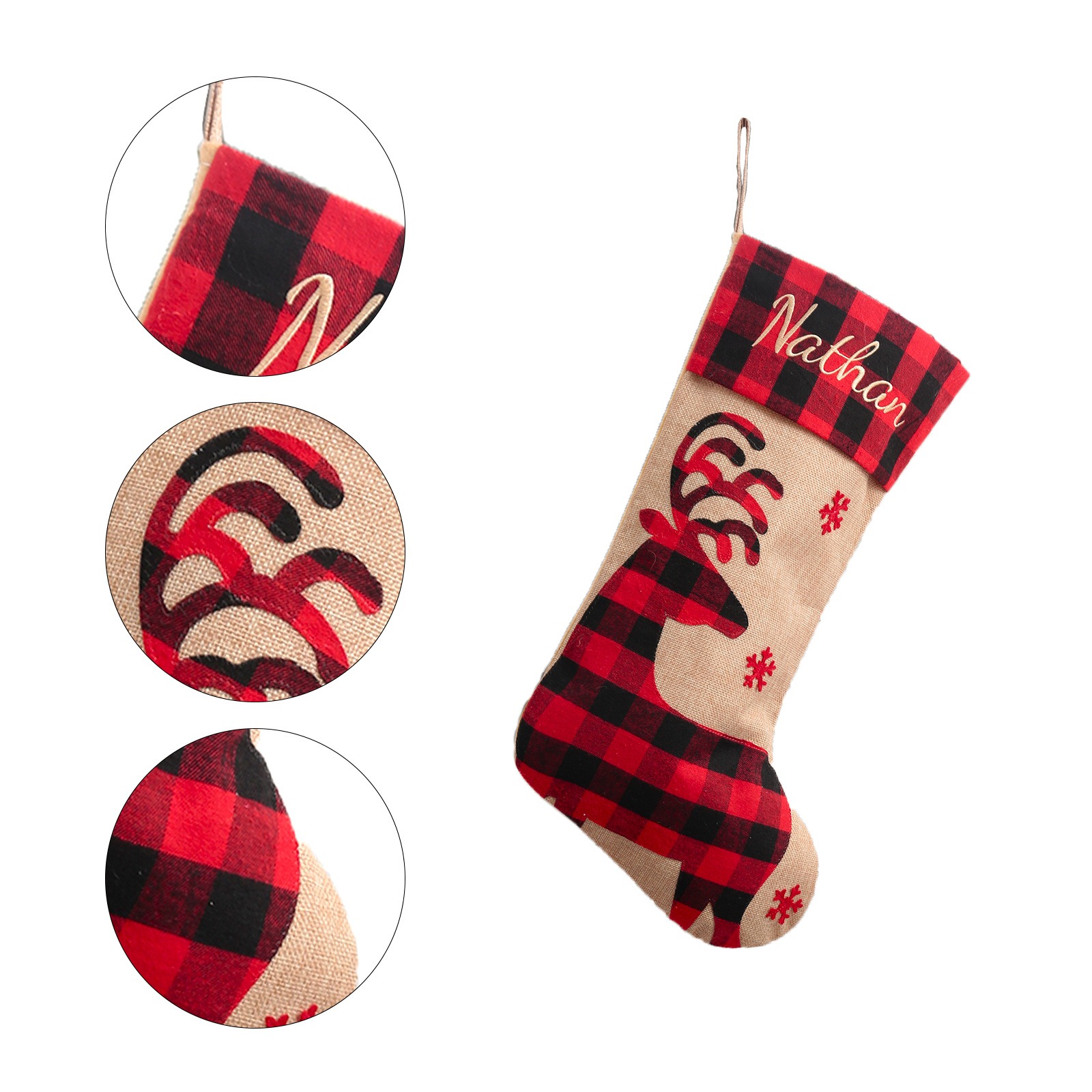 Christmas Decoration Large Machine Embroidered Christmas Socks Christmas Gebu Elk Snowflake Children's Gift Socks Pendant — image 6