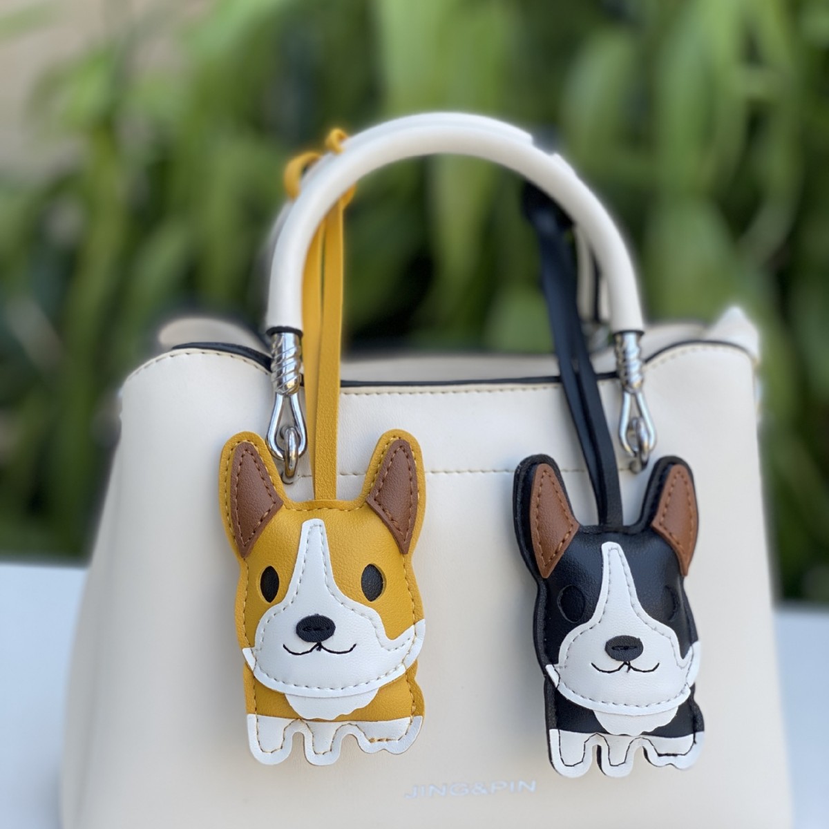 Corgi Dog Keychain Leather Bull Terrier Car Keychain Cute Corgi Leather Pendant — image 4