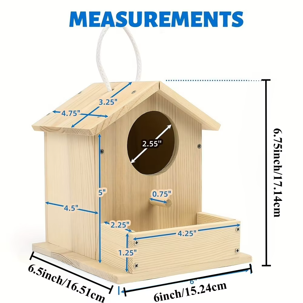 Kit de Casas de Pájaros de Madera para Hacer: Conjunto de Artes y Oficios Creativo para Niños y Adultos - Madera sin Pintar con Cintas de Pintura, Pinceles — imagen 2
