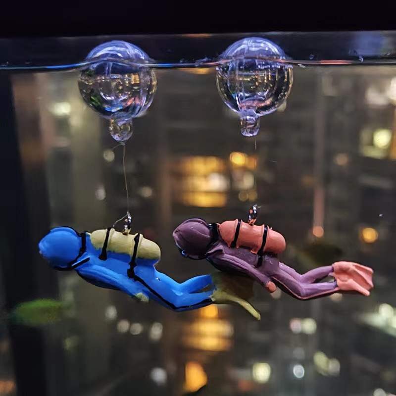 Fish Tank Aquarium Landscaping Decorations Small Decorations Blue Fat Diver Submerged Floating Diver — image 6
