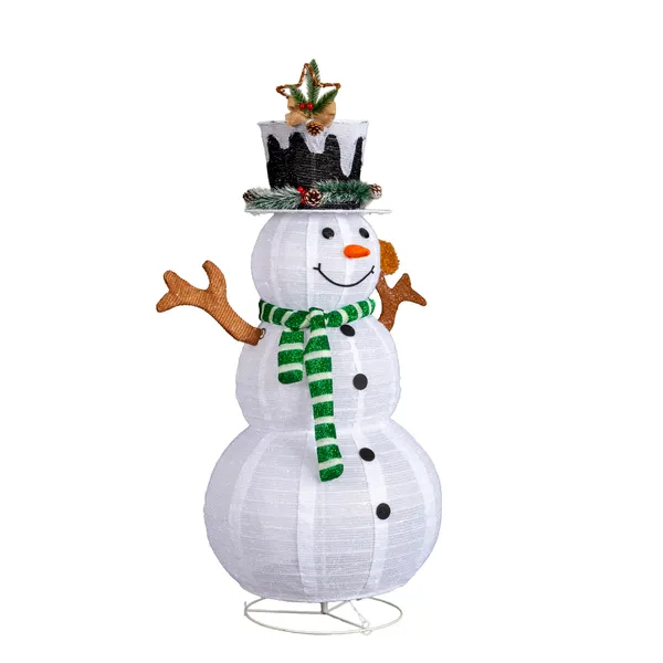 Lighted Snowman And Squirrel Christmas Yard Decorations, Pre-lit Pull Up Snowman With 120 White LEDs, For Xmas Outdoor Holiday Indoor Decor Lighted Holiday Displays — image 5