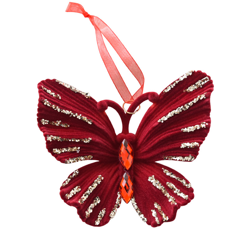 Christmas decoration red flocking elk bell pendant Christmas tree decoration ornaments — image 5