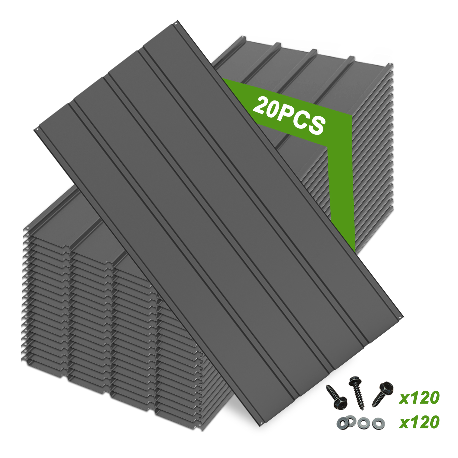 20 Piezas de Paneles Metálicos para Techo, 3.54 Pies x 1.64 Pies, Paneles Galvanizados para Techo, Paneles de Revestimiento Metálico con Tornillos de Acero, para Pérgola, Glorieta, Cobertizo, Almacenamiento Exterior, Gallinero, Patio y Garajes - Gris — imagen 4