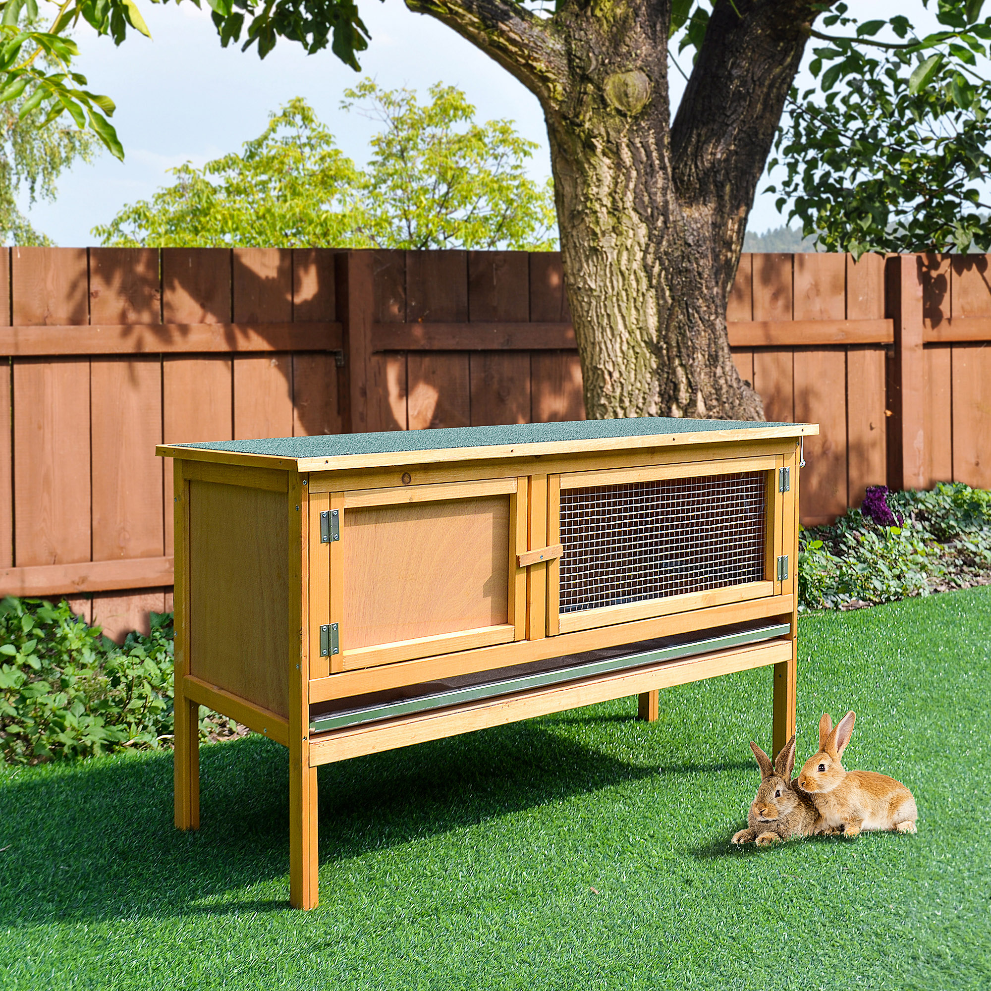 Casa para Conejos de Madera con Techo Impermeable y Accesoros, Adecuado para Conejos, Pollos, Patos, Interior/Exterior — imagen 7