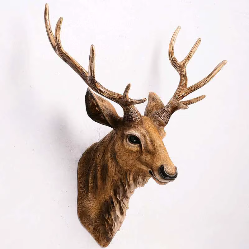Faux Deer Head 17 inch Faux Animal Head Wall Décor Handmade Farmhouse Décor Rustic Wall Decor Deer Antlers Head Statue Resin Art — image 1
