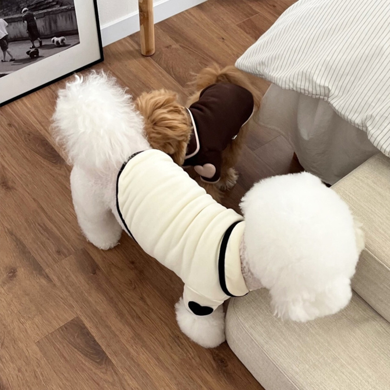 Ropa de mascotas, onesie suave, chaqueta para Bichón, ropa de invierno con corazón, vestidos de perro de dos patas con botones de snap — imagen 5