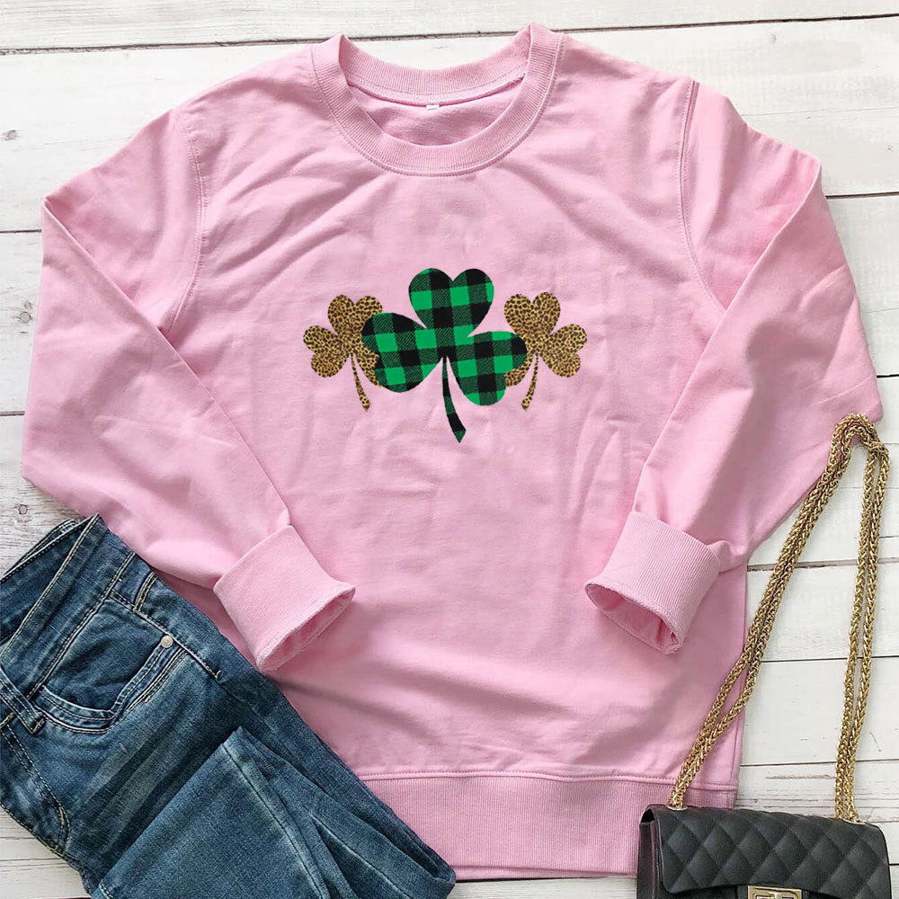 Leopard print clover print loose long sleeved sweatshirt — image 7