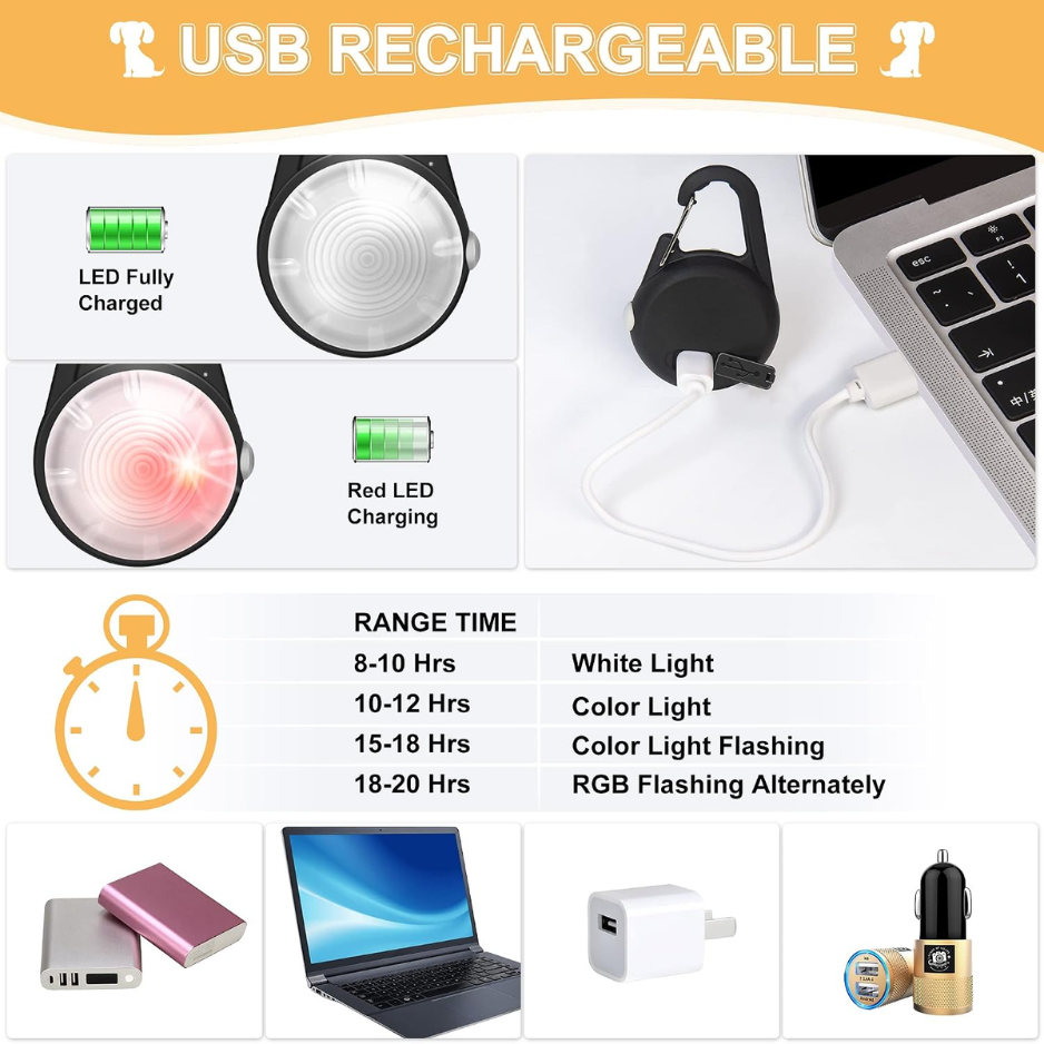 Dog Collar Light, 4 Modes Dog Lights For Night Walking, Rechargeable LED Pet Collar Light For Nighttime Clip On, IP68 Waterproof Pet Walking Accessories-2 Pack — image 4