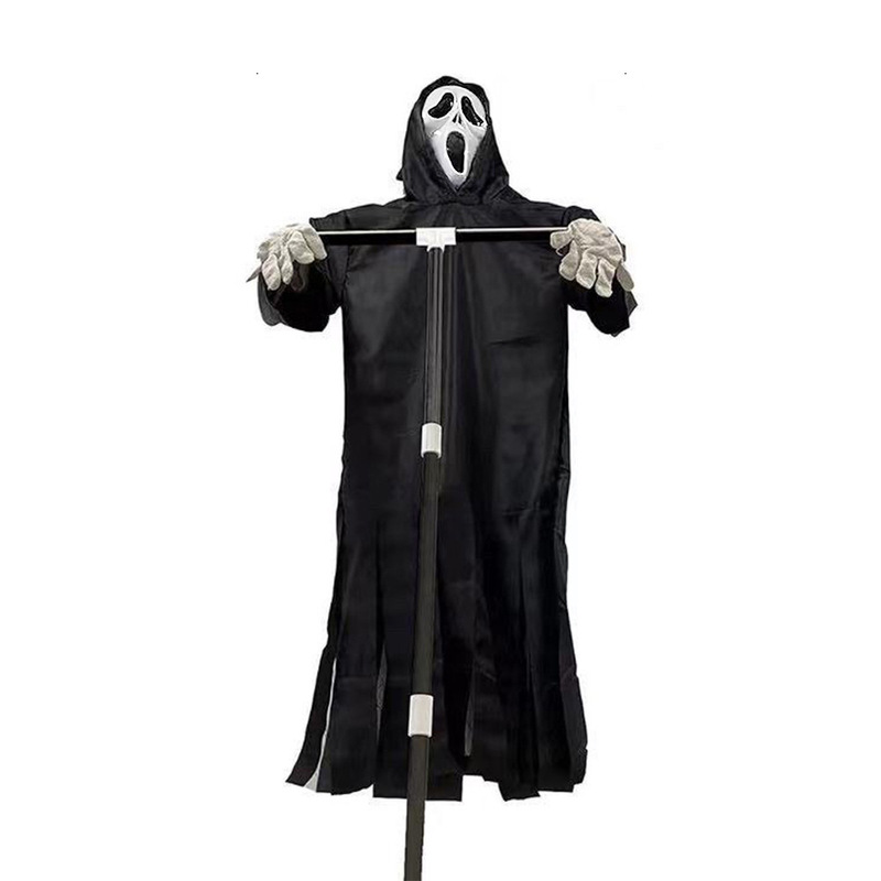 Scary Halloween Ghost Robe Costume with Crow Prop – Horror Phantom Cloak Dress for Men, Women & Cosplay — image 1