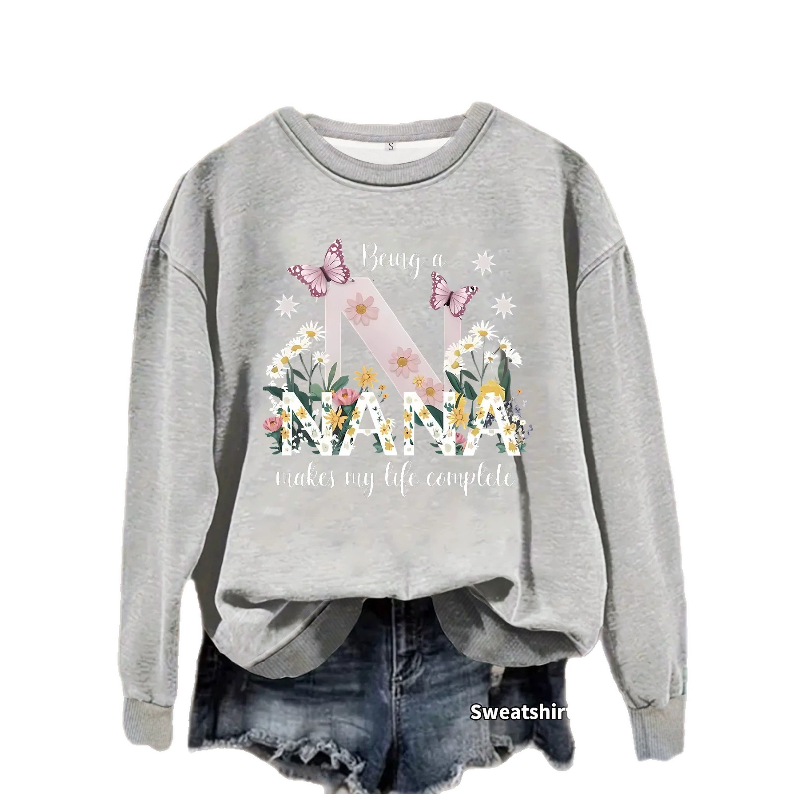 Butterfly printed long sleeved fleece sweatshirt — image 1