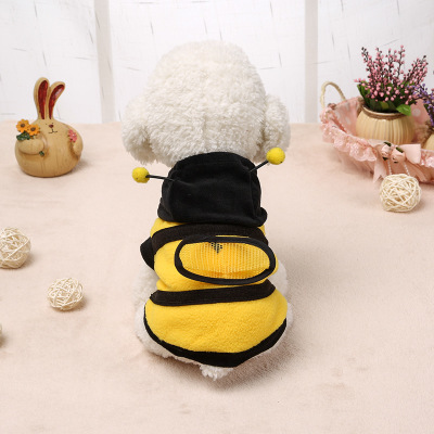 Pet Clothes Cute Bee Dress Dog Clothes Teddy Two-legged Dog Clothes Hooded Fleece — image 1