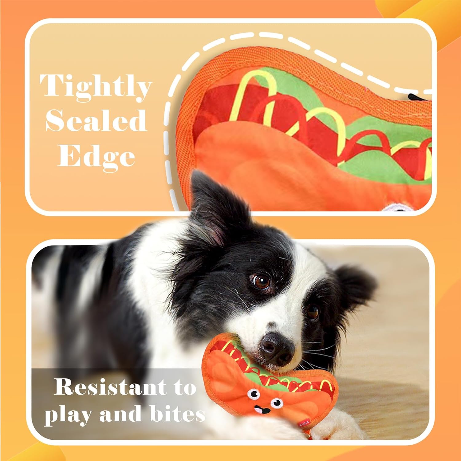 Crinkle Dog Toys Squeaky Dog Toys No Stuffing Dog Toys Durable Interactive Dog Chew Toys For Puppy Small Medium Large Dogs Hamburger — image 3