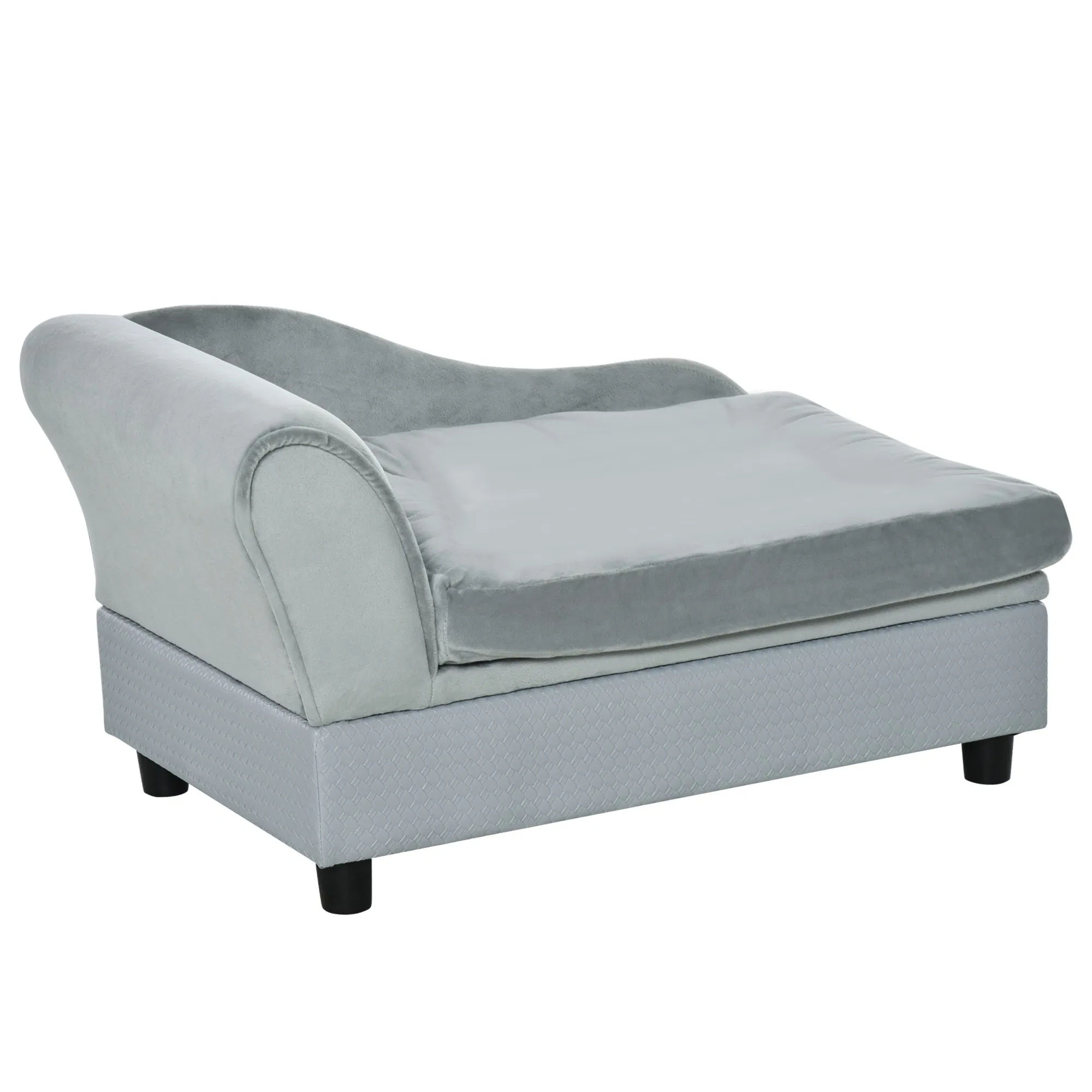 Cama de Perro de Lujo para Pequeños, Almacenamiento Oculto, Sofá Suave con Espuma, Mobiliario Moderno para Mascotas, Gris — imagen 9