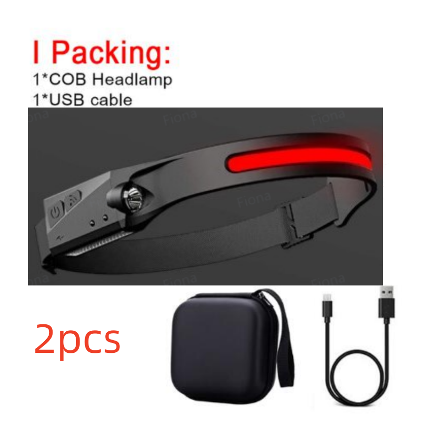 COB LED Inducción Linterna de Cabeza para Montar con Batería Recargable USB Resistente al Agua para Camping y Caza con Visión Total — imagen 8