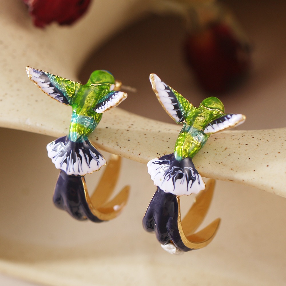 Pendientes de Colibrí Verde y Azul — imagen 5