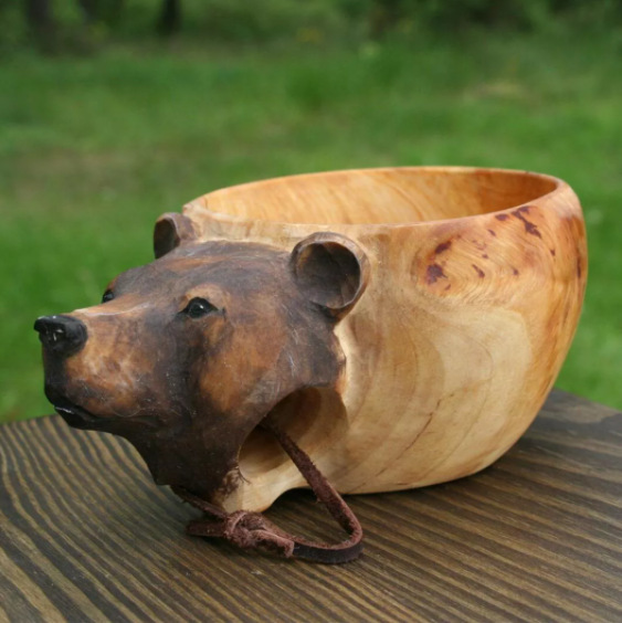 Taza de Madera Esculpidas a Mano - Kuksa Nórdica para Camping y Café — imagen 7