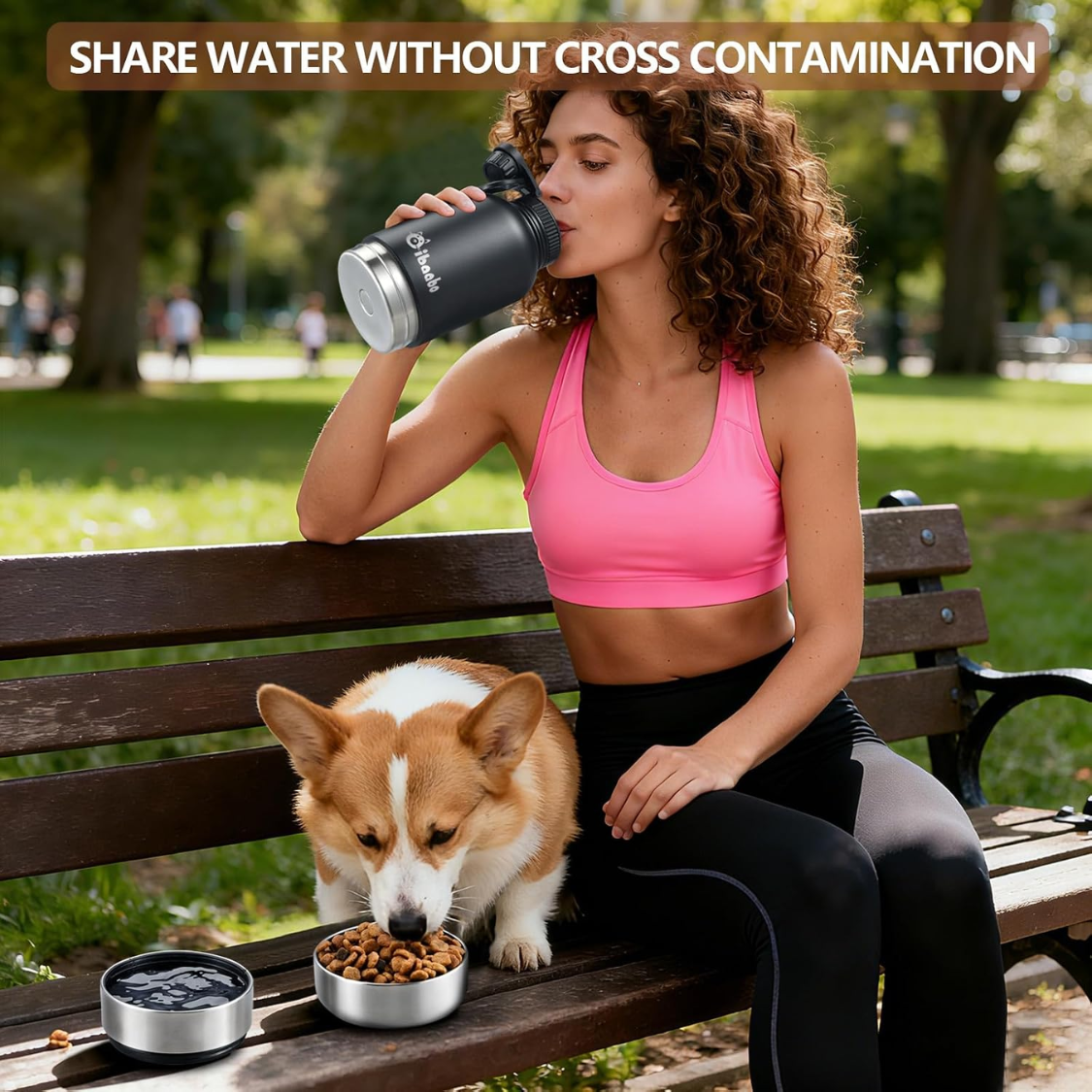 Insulated Dog Water Bottle With 2 Bowls, Portable Pet Hydration For Travel — image 5