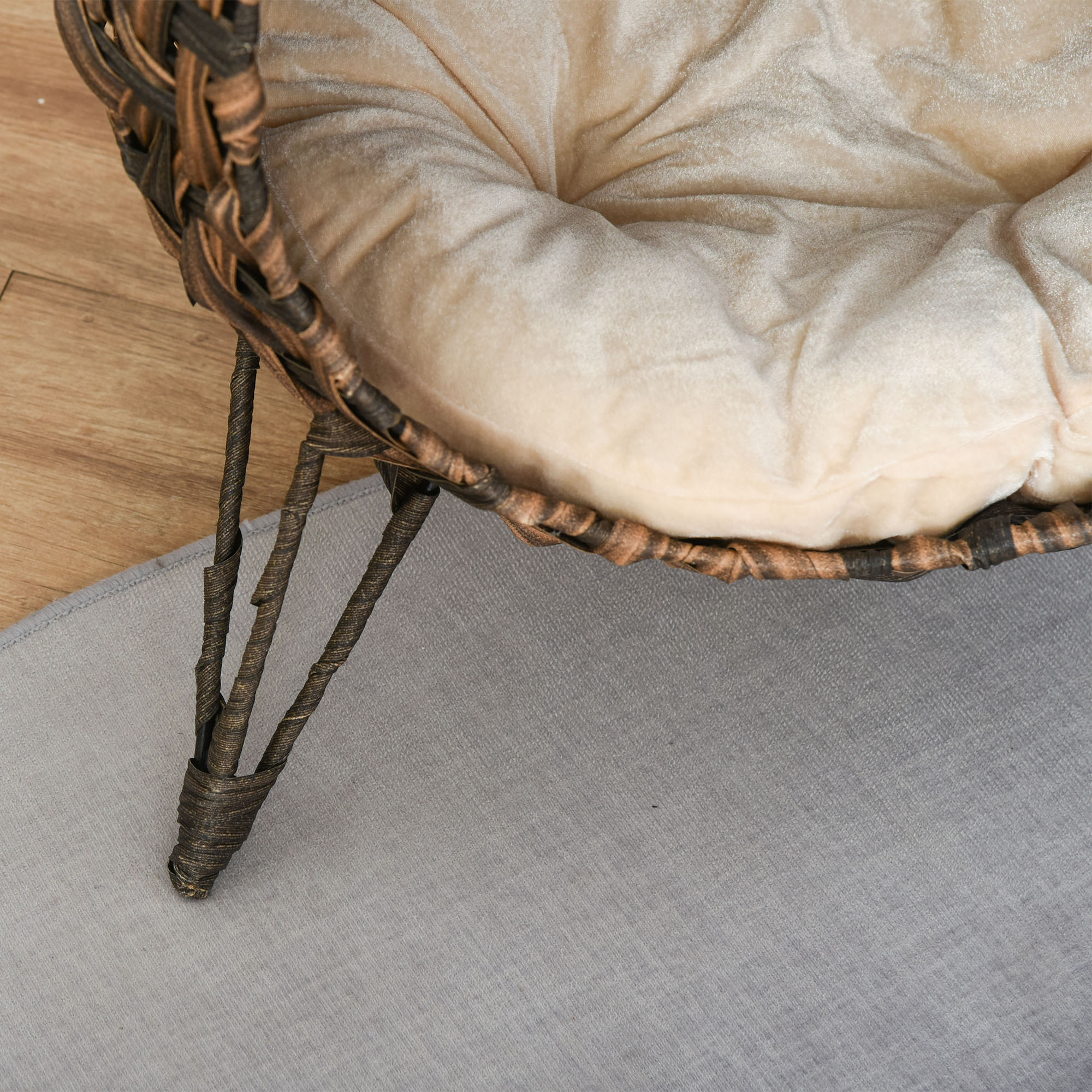 Cama para Gatos Tejida de 20.5", Casa Elevada para Gatitos Tejida a Mano con Hoja de Banano Trenzada, con Cojín, Marrón — imagen 2