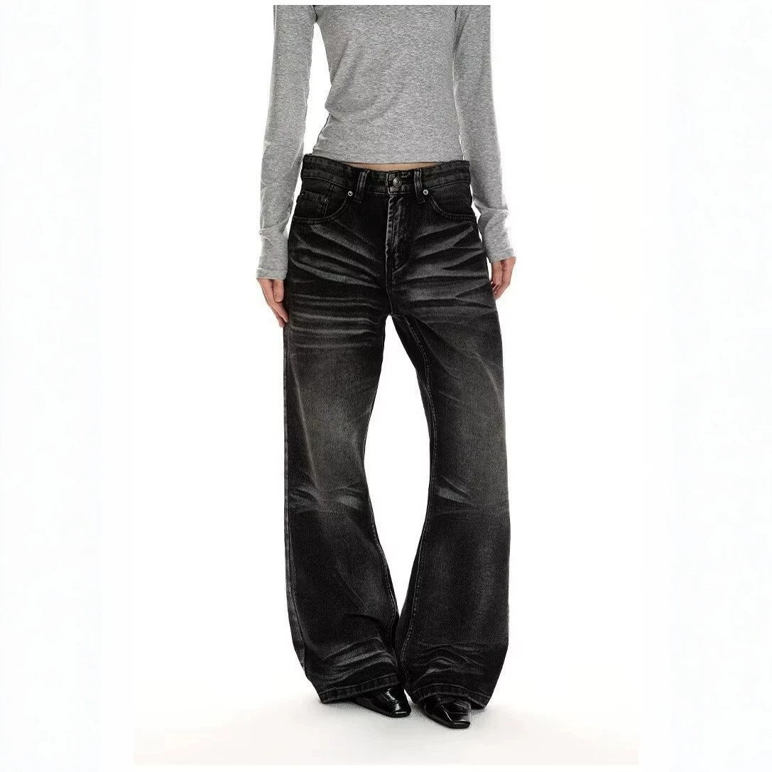 Distressed Washed Cat-Whisker Flared Slim Fit Cleanfit Vintage Denim Pants — image 2
