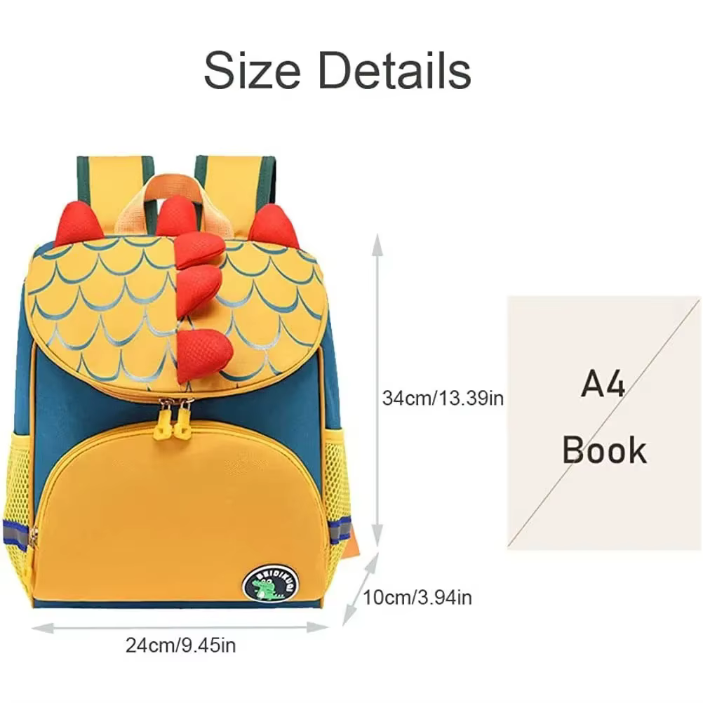 Mochila Personalizada con Nombre - Cómico Dinosaurio de Cartón Brocado para Niños y Niñas, Mochila de Custodio con Texto Personalizado para Pequeños — imagen 3