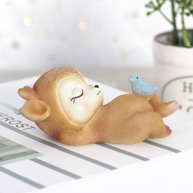 Resin Sleeping Baby Deer Mini 3D Elk Christmas Ornaments Cute Decor for Home Garden Car Xmas Party Table Decoration Kids Gift — image 3