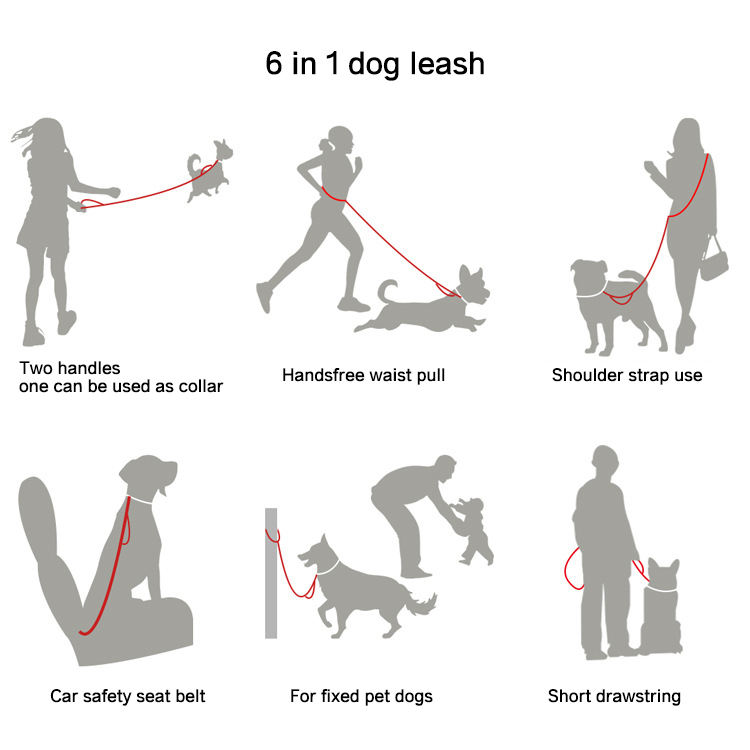 Outdoor Pet Supplies Traction Rope Function Dog Leash 6 In 1 Hands-Free Reflective Explosion-Proof Rushing Walk Dog Running Leash — image 2