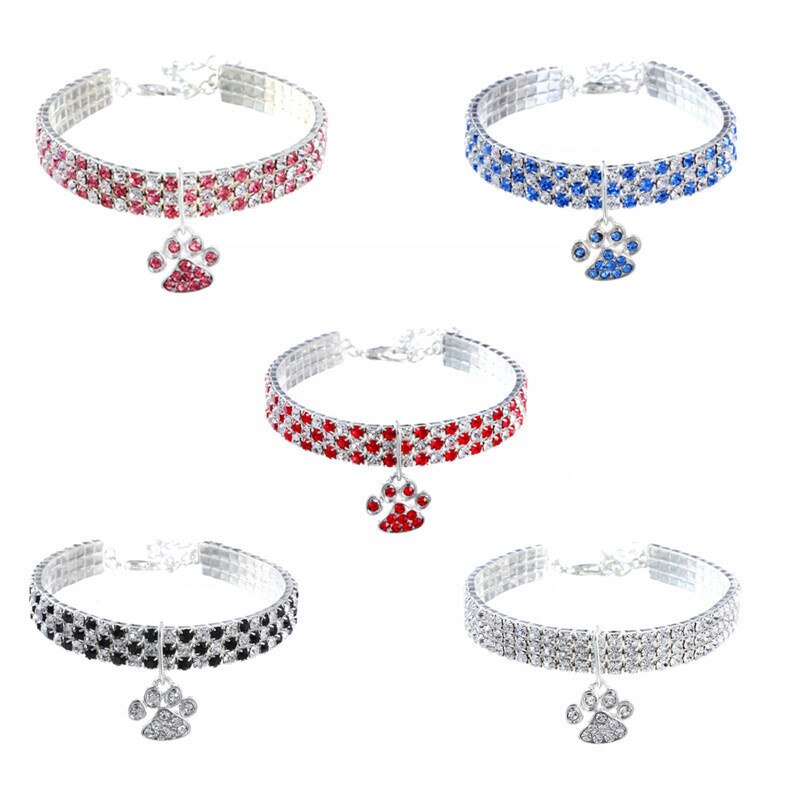 Collar de Pata con Brillo para Perros Azul/Rojo/Rosa Ajustable Accesorio de Joyería — imagen 4