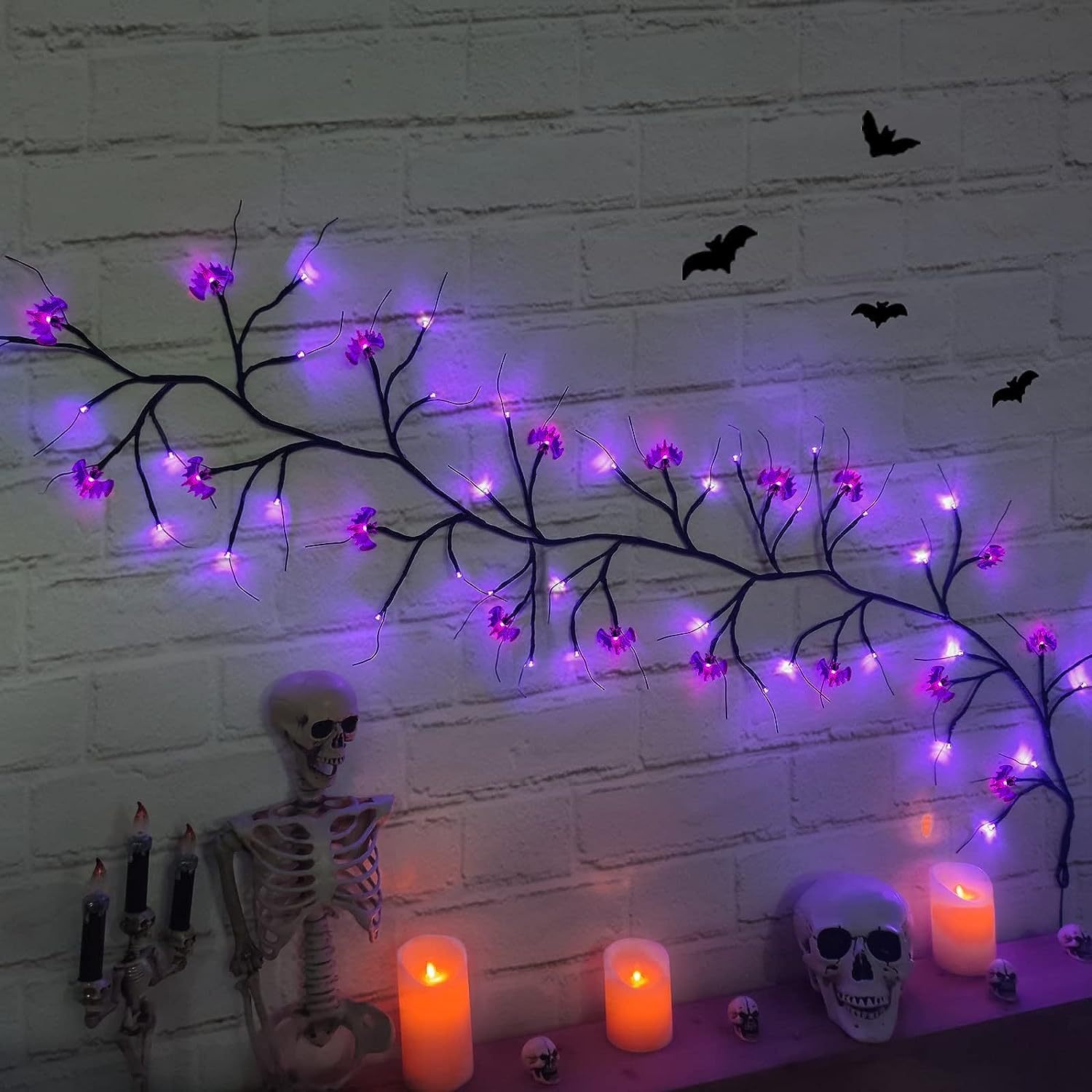Outdoor Waterproof LED Halloween Decorative Light Rattan Spider Bat Tree Branch Light Party Atmosphere Ghost Festival Chopsticks — image 4