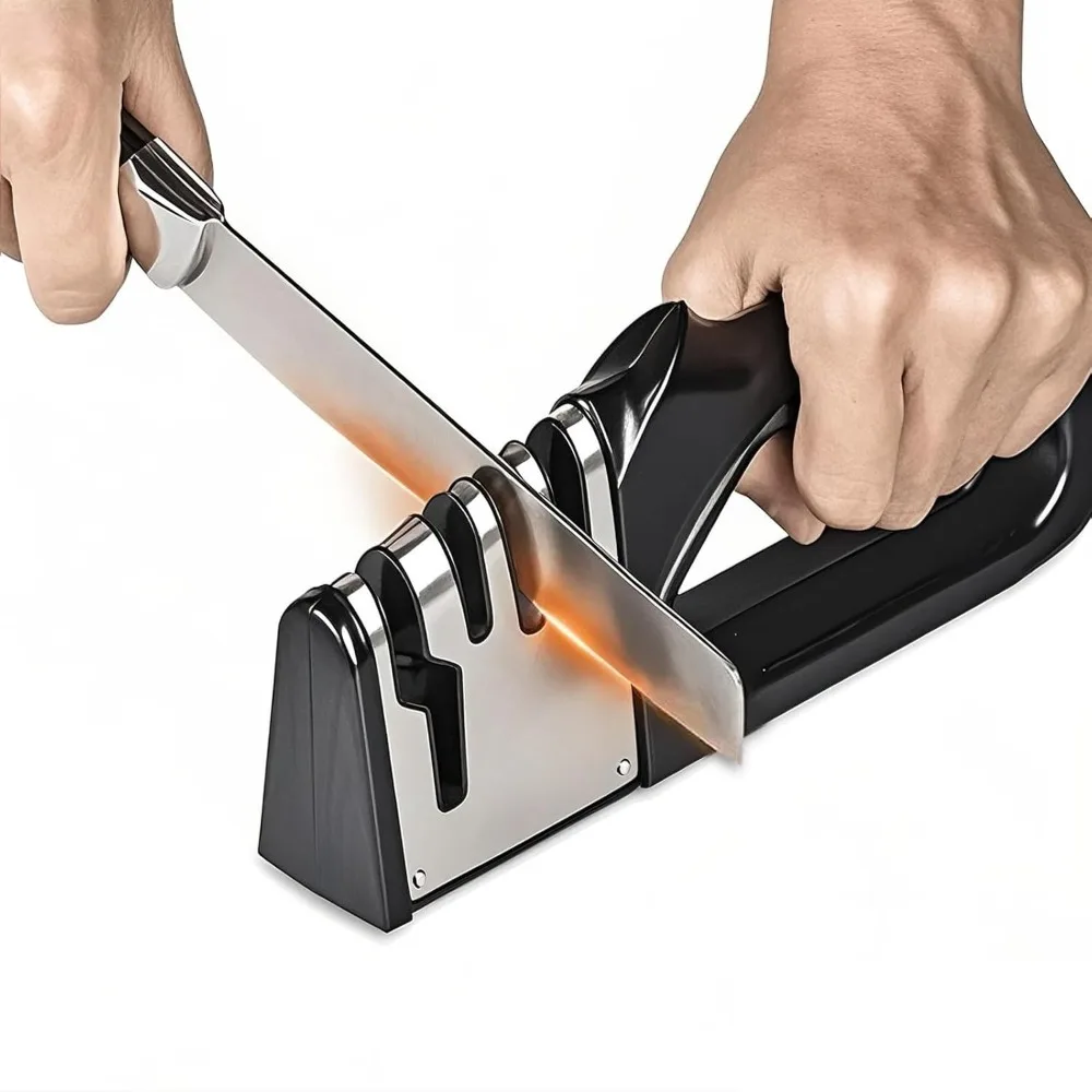 4 in 1 Kitchen Knife Sharpener, Portable Non slip Base Multi function Knife Sharpening Set, Kitchen Gadget Accessories — image 1
