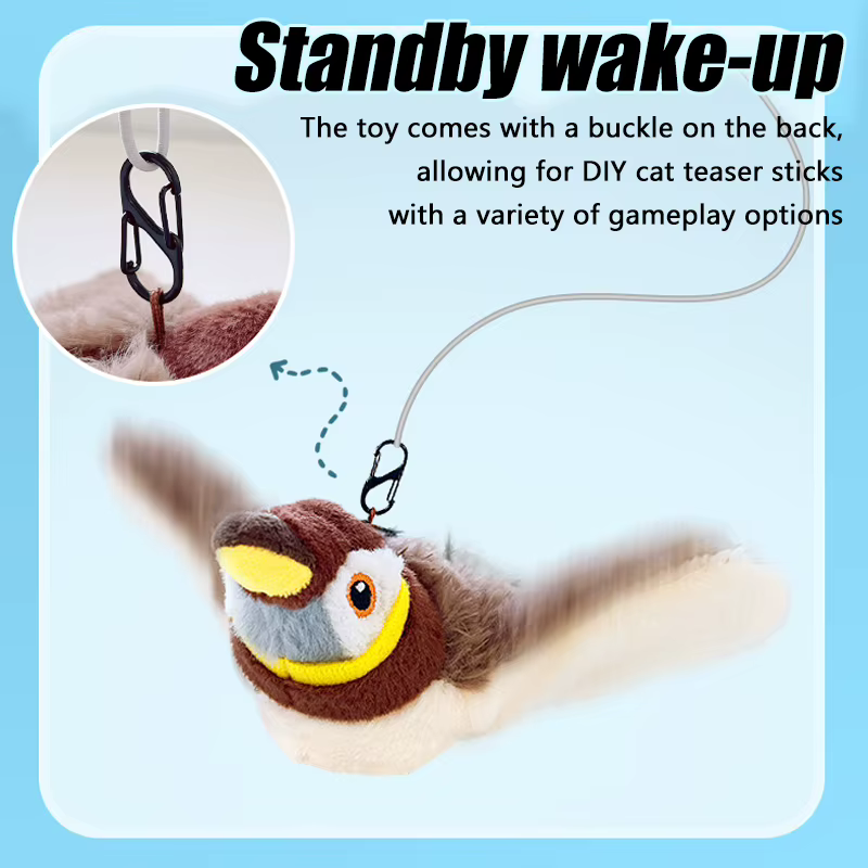 Juguetes Interactivos de Pájaro con Cenicero para Gatos Rechargeable Simulación de Aves Concha de Plush Suave para Mascotas — imagen 5