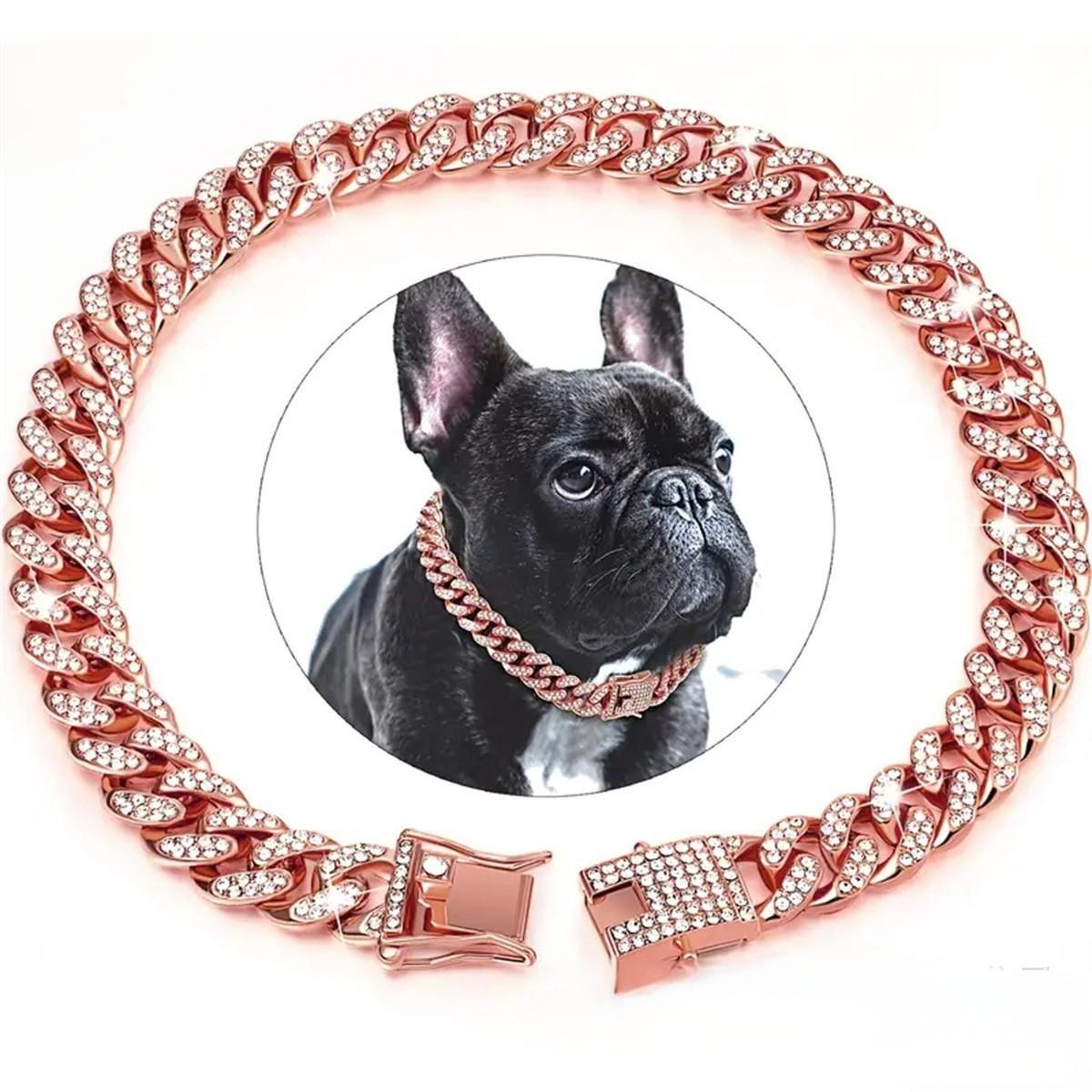 Cuban chain zinc alloy pet jewelry large gold necklace collar small cat decorative chain small cat dog chain — image 2