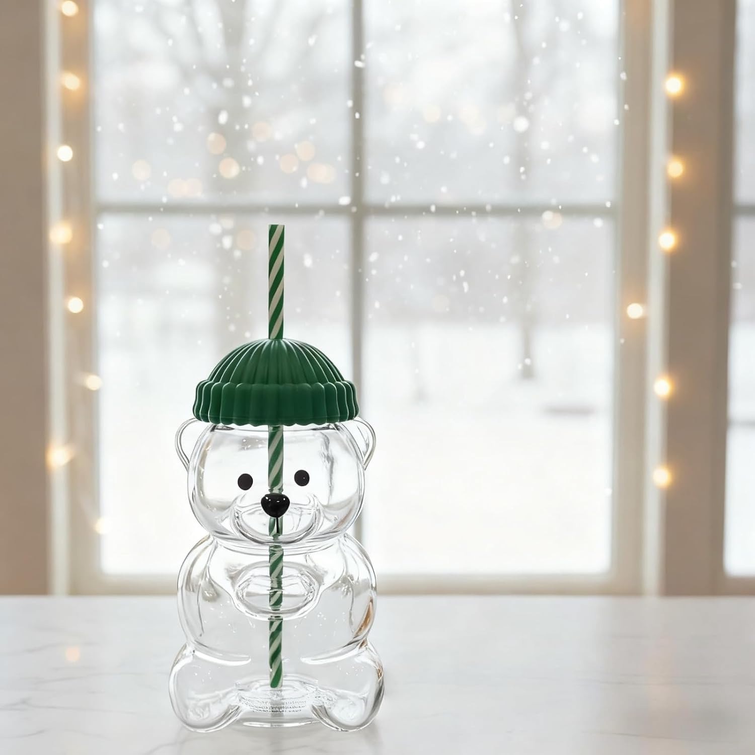 Vaso de Cristal con Popote Osito Bearista, Vaso de Cristal en Forma de Oso con Popote — imagen 5