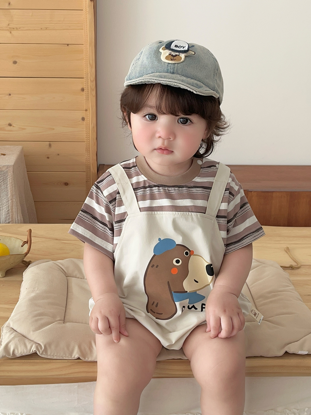 Romper Clothes Dog Print False Two-Piece Overalls Lightweight Short Sleeve Baby Bodysuit — image 7