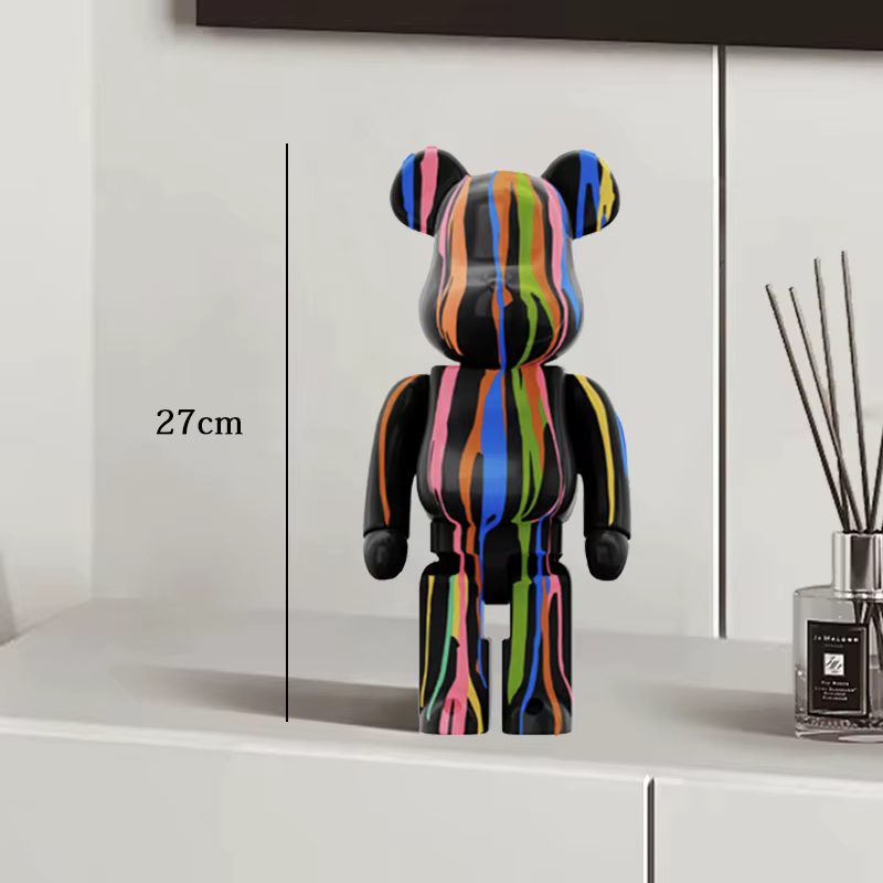 Graffiti Bear Statue Paint Block Bear Decor Resin Desktop Ornaments Home Decoration Living Room Bear Floor Sculpture Gifts — image 13