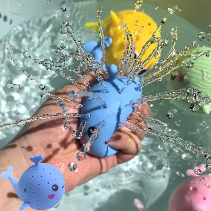Juguetes de Baño para Bebé, Esponja Absorbente en Forma de Ballena para Apretar y Aliviar el Estrés, Juguete de Agua para Nadar en Verano, Squishy para Niños — imagen 1