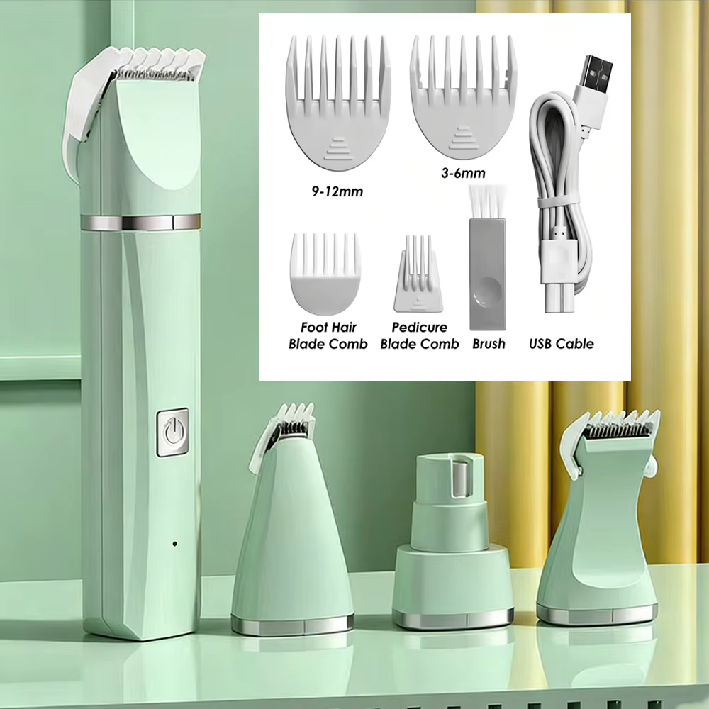4-In-1 Pet Grooming Care Set 4 Different Blades Dog Trimmer Low Noise Pet Clippers Rechargeable Cordless Safe Pet Hair Shaver — image 6