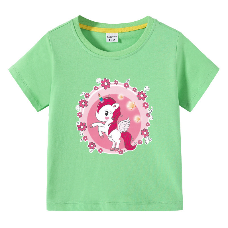 Unicorn children's summer outfit short sleeved T-shirt — image 12
