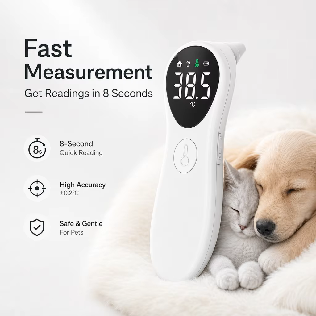 Termómetro de Oído para Mascotas AiQUE, Recargable, Pantalla Grande, Medición Rápida para Perros y Gatos, Equipo Médico Veterinario — imagen 4