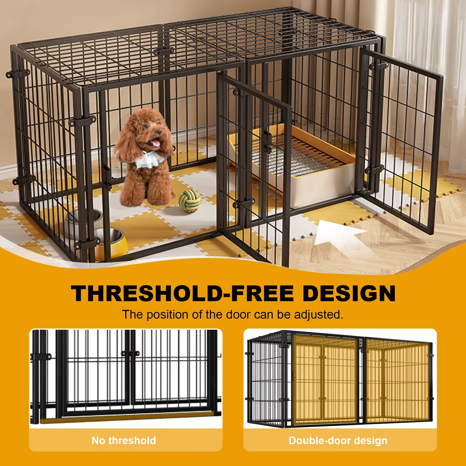 Caja de Kennel con Puerta para Perros - Jaula Metálica Resistente para Cachorros, Conejos y Peces — imagen 4