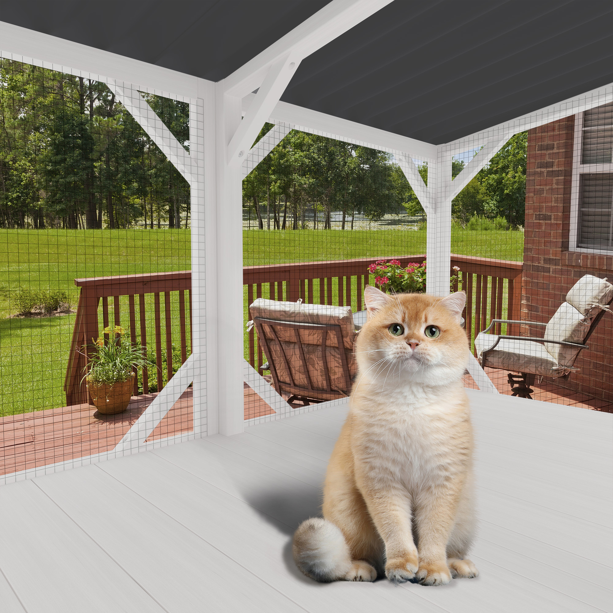 Cat Window Box, 43.3 Catio Outdoor Cat Enclosure For Sunbathing, Napping & Viewing, Window Perch For Large Indoor Cats - All Weather Use, Cat Cage — image 2